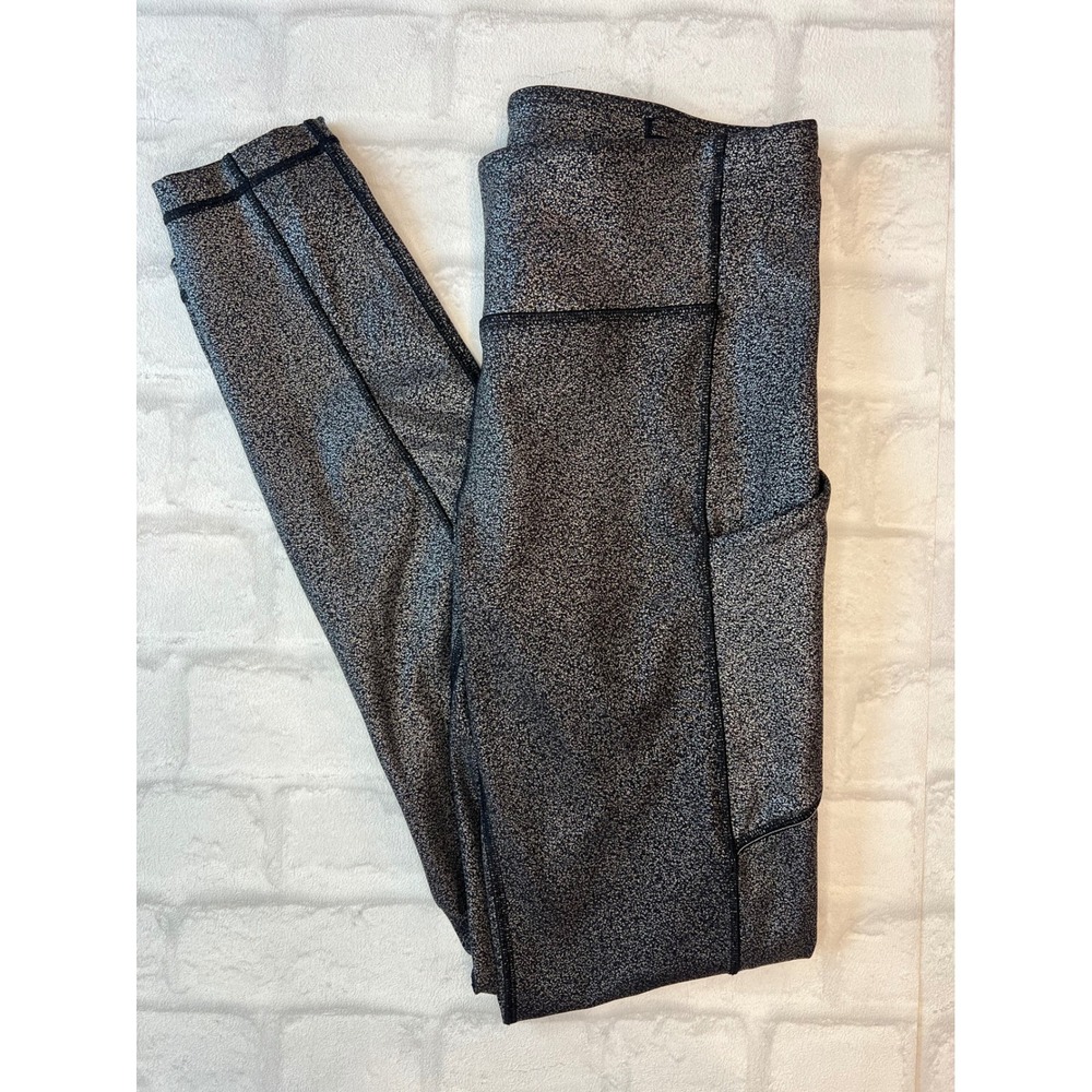Lululemon Speed Up Tight Silver Metallic Speckle Foil Leggings Pockets Womens‎ 6